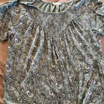 Lucky Brand Womens Green Short Sleeve Floral Knit Baby Doll Top Size Small Photo 0