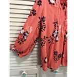 Gap Orange/Black/White Floral Blouse 3/4 Sleeve Size S Pleated Button Up Photo 4