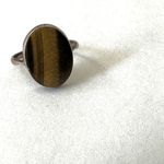 Vintage tigers eye sterling silver oval ring Brown Photo 2