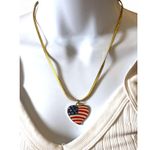 American Flag Pendant Necklace USA Flag Jewelry Patriotic Gold Chain Pendant Photo 0