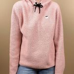 FILA  Josephine Hoodie Medium Teddy Sherpa Sweatshirt Pastel Pink Sweater Photo 4