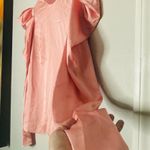 Little Mistress NWT Women's Pink Satin Ruffle Long Sleeve Zip Back Top Size US 8 Photo 2