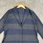 Tibi  Women’s Virgin Wool Blend Button Down Blazer Jacket in Stripe Blue Gray S Photo 2