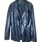 Laundry by Shelli Segal Black Faux Leather Blazer Jacket Size Medium Photo 0