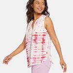 NYDJ  Sleeveless Pintuck Blouse in Carnelian V Neck Button Front Size Medium NWT Photo 0