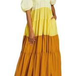Staud Puff Sleeve Tiered Meadow Colorblock Maxi Dress in Sun Beach Medium Yellow Photo 0