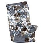 Jones New York Vintage  Gray Brown Floral Silk Scarf Grey Floral Cottage Boho Photo 4