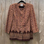 Leslie Fay Leslie day brown boho‎ king sleeve vintage top size 16 Photo 0