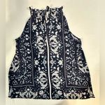 Soho New York & Co Jeans Halter Top Tied Neck Navy Blue Paisley Print Small Photo 5