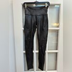 Spanx Sleek Very Black Faux Leather Moto Leggings Edgy Goth Punk Size M Photo 1