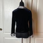VINTAGE BLACK VELVET SILVER TRIM BUTTON UP BLOUSE DRESSY BUSINESS CHIC SATC Photo 1