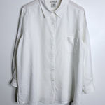 VTG‎ Bridgewater Studio Women 100% Linen White Long Sleeve Button Down Blouse 1X Photo 0