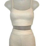 SheIn Cream Two-Piece Ribbed Cropped Tank and Shorts Lounge Set Size XXS Photo 0