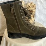 Franco Sarto Khaki Lace-Up Combat Boots Green Suede 8.5M US EU 38 Photo 9