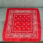 Classic Red & Pink Paisley Cotton Bandana Set Head Scarf Cowboy Western Y2K Photo 1