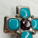 Blue Purple Cross Belt Buckle Statement Silver Tone ✨ Photo 1