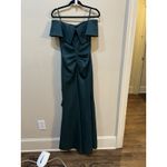 XScape Women's Long Scuba Crepe Off-The-Shoulder Dress 3008X Size 4 Ruffle Photo 3