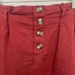 American Eagle Paper Bag Linen Blend Skirt Size XS Rust Red Pull On Button Photo 1