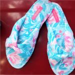 Lilly Pulitzer NEW BONDI BLUE PINK MY LITTLE PEONY TERRY CLOTH SLIPPER SLIDES Photo 2