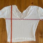 Free People Lace V-Neck Balloon Sleeve Sweater White Oversized XS Photo 4