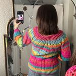 Rainbow Stripe Crochet Knit Long Sleeve Pullover Sweater Size M Photo 1