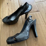 BCBGirls  Peep Toe Silver Metallic Pumps Photo 6