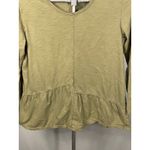 Neon‎ Buddha Green Cotton Long Sleeve Peplum Ruffle V Neck Tunic Top Women's S Photo 1