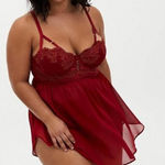 Torrid  Curve Womens 0 0X plus Strappy Lurex Lace Babydoll Chemise Dark Red Sexy Photo 0