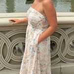 Boutique Printed Eyelet Strapless Dress White Photo 2