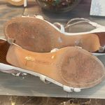 Vince Camuto White Mikal Leather Heeled Sandals w/ Gold Studs & Zipper Back EUC Photo 10