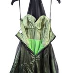 Vintage Y2K Cumbia Dress XS Green Satin Black Mesh Goth Fairycore Party Whimsy Photo 8