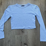 ZARA  Blue Ribbed Knit Cropped Long Sleeve Top Size M Photo 0