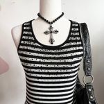 Y2K Black‎ Striped Mini Dress, Goth Grunge 2000s Edgy Indie Sleaze Black Photo 1