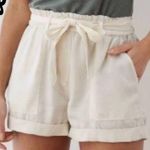 Aerie NWT Women's Shorts white cream paperbag size Small tie Photo 1