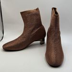 Robert Clergerie "Pany" Stretch Metal Lurex Mesh Mirrored Heel Ankle Boot Rust Size 6.5 Photo 4