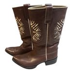 Mexicana Women Brown Leather Western Cowboy Boots White Stitching Pointed Toe 39 Size 8 Photo 1