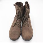 Lane Bryant Brown Perforated Fabric Combat Boots Photo 3