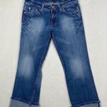 Miss Me Low Rise Straight Leg Cuffed Distressed Blue Jean Back Flap Pocket SZ 27 Photo 5
