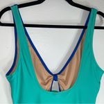 J.Crew L Swim One Piece Bikini Blue Color Block V Neck Photo 4