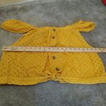 a.n.a  Size XXL Mustard Yellow Cropped Eyelet Short Sleeve Top Tie Summer Photo 3