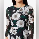 Hobbs London  Dress green white black Floral Print Midi Length Dress size 2 Photo 1