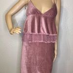 POL Velvet Layered Mini Dress Dusty Rose With Swiss Dot Panel Spaghetti Strap XL Photo 0