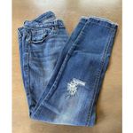 1822 Denim Jeans Size 6 Skinny Distressed Stretch Raw Hem Mid Rise Med Blue EUC Photo 1