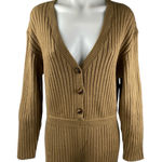 ZARA  Women's Brown Rib Khit V-Neck Long Sleeve Sweater Jumpsuit Romper Size L Photo 0