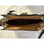 Michael Kors  Hamilton Traveler Tan Blk & White Leather Messenger Crossbody Purse Photo 8