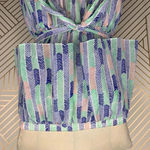 Lemlem  Gigi Silk Strapless Romper in Blue Green Chevron Print Size‎ US Small Photo 1