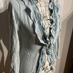 Anthropologie Guinevere Ruffle Cardigan Sweater Coastal Cottage Coquette Pastel Ruffle Breathable Cover Cardigan Blue Women's Size M Photo 1