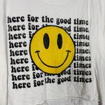 Altar'd State Women's White Smiley Face Cropped T-Shirt - Size Medium - Graphic Photo 2