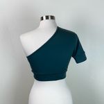 Zella NEW One Shoulder Cropped Short Sleeve Yoga Top | GREEN | Medium Photo 3