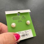 Kate Spade Flying Colors Rock Candy Full Flourish Flower Hematite Cluster Stud Earrings Clear Silver Mother pearls back vintage Photo 2